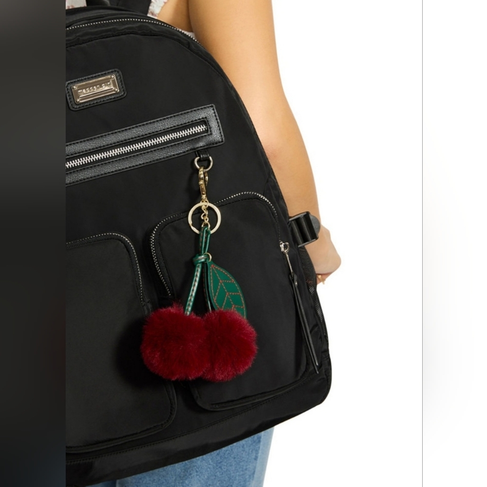 NWT Madden Girl Plush Cherry Pom Pom Purse Fob - Picture 3 of 3